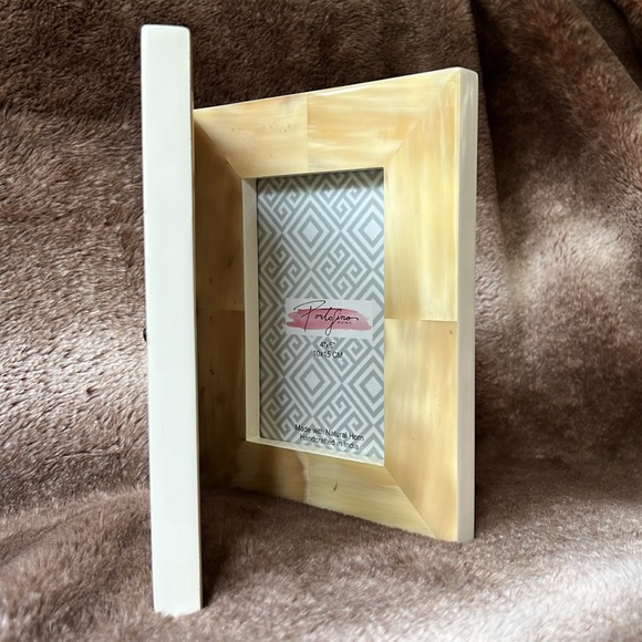 Natural Horn Hinged 4x6 Picture Dual Frame Home Table Decor Ivory Tan - Picture 6 of 17
